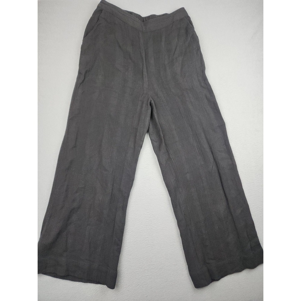 Free People Dress Pants Womens S Black Wide Leg Pull On Lightweight Crepe Casual